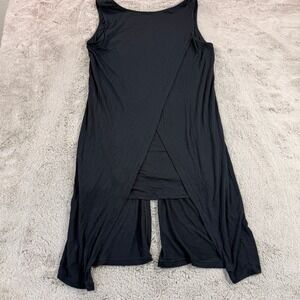 Cabi Black Sleeveless Dress Overlay Draped Open Back Modern‎ Chic Medium